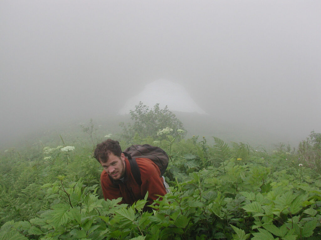 Jonathan Making His Way Down the Ridge