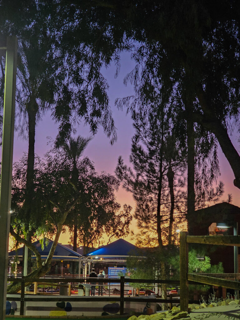 Sunset at the mini-golf course in Tuscon, Arizona