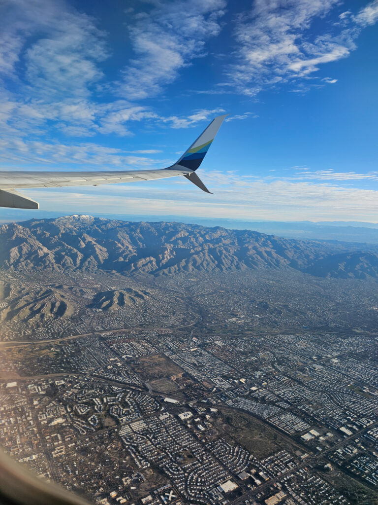 Flying away from Tucson, Arizona