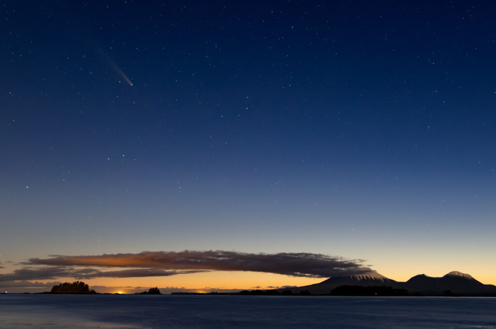 Comet and Mt. Edgecumbe