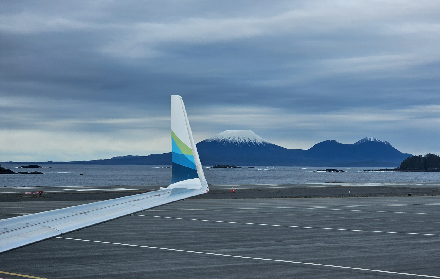 Airplane Wing and Mt. Edgecumbe