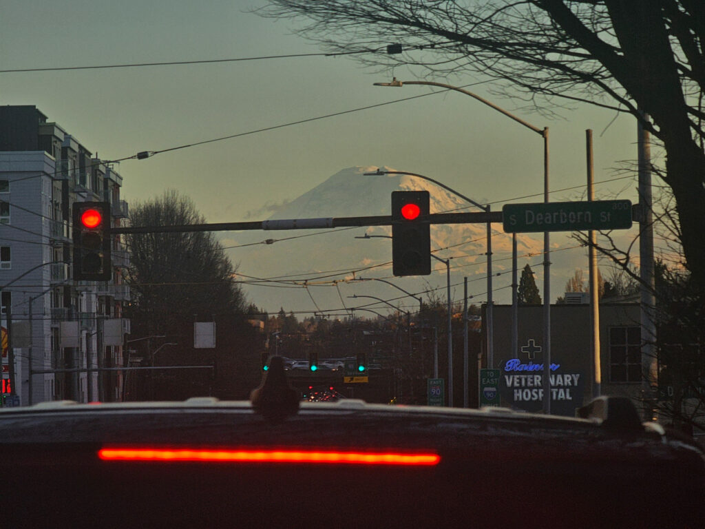 Mt. Rainier at a Red Light